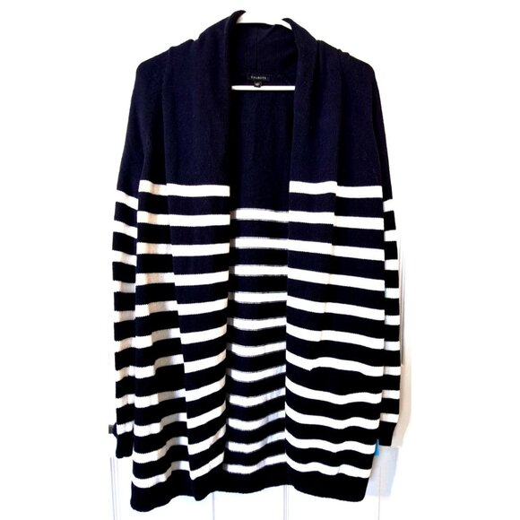 Talbots  M Navy White Raglan Sleeve Open Front Cardigan Striped Cashmere Blend - Picture 1 of 10